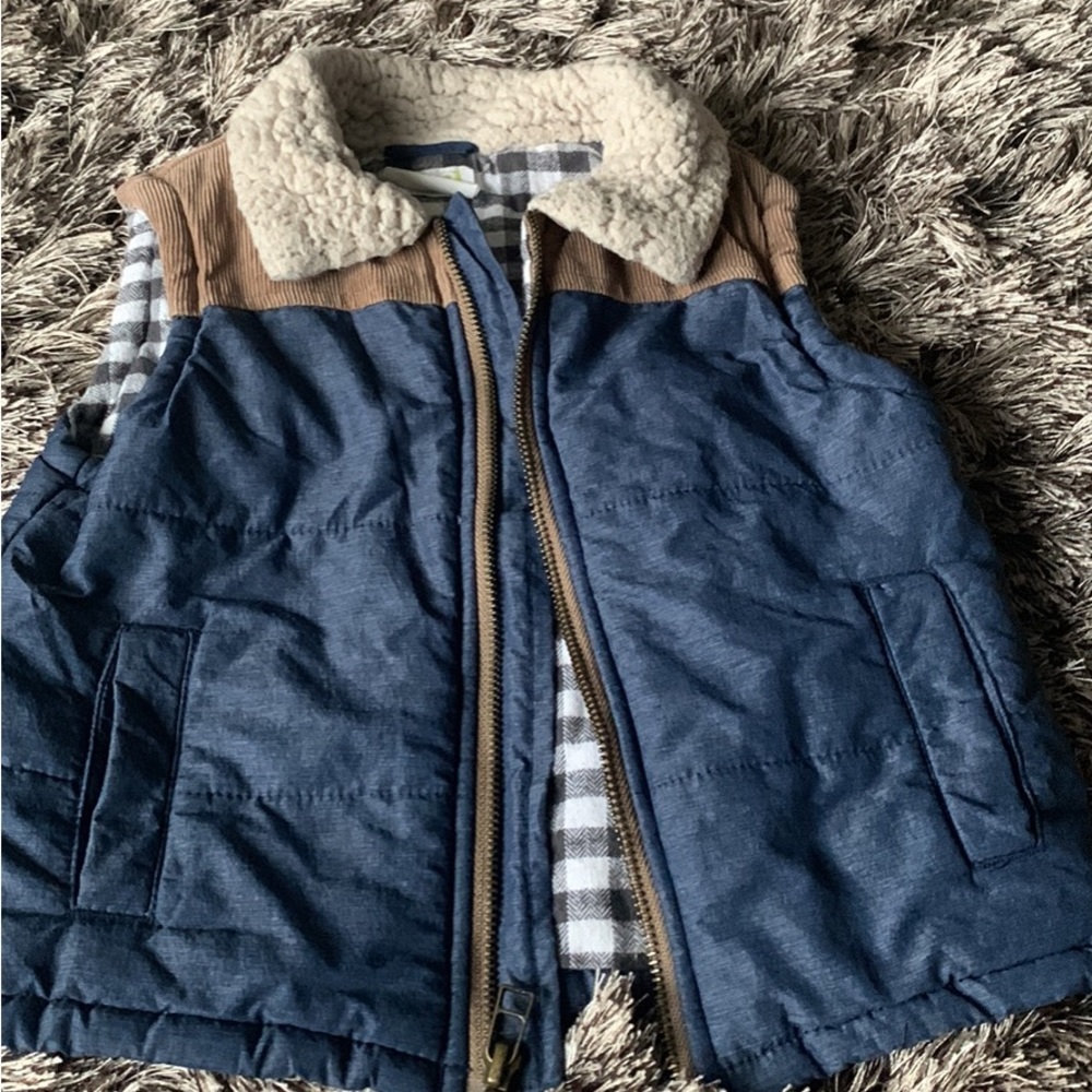 2t boys flannel lined puffer vest